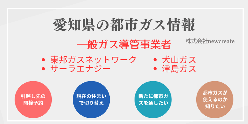 愛知県の都市ガス会社一覧と供給自治体｜開栓予約・スイッチング