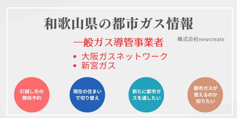 和歌山県の都市ガス会社一覧と供給自治体｜開栓予約・スイッチング