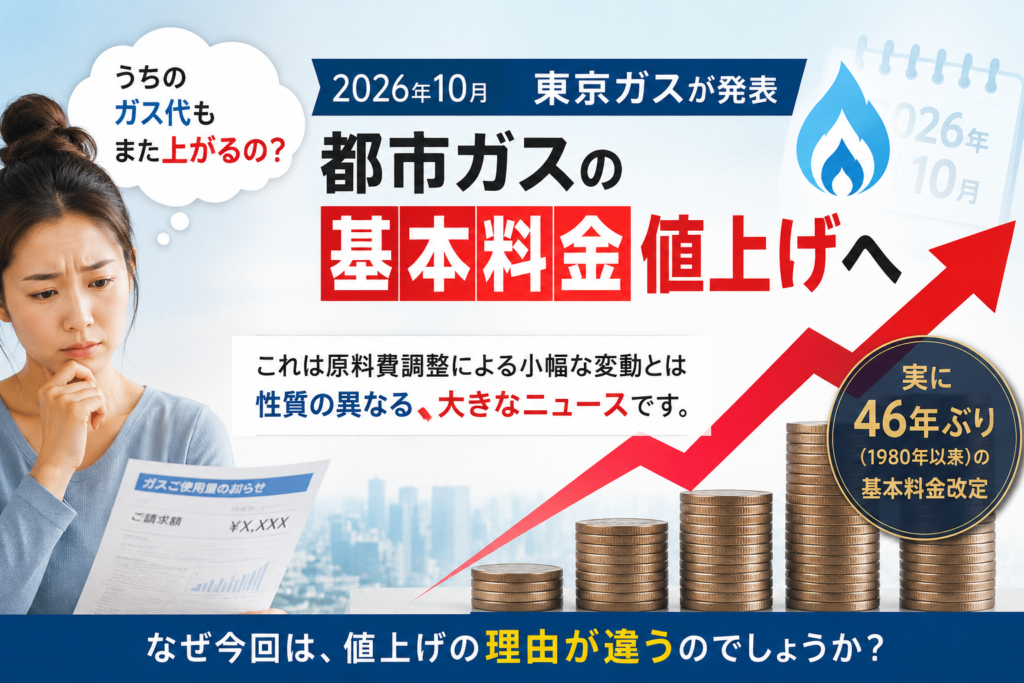 2026年10月、東京ガスが46年ぶりに都市ガスの基本料金を値上げ